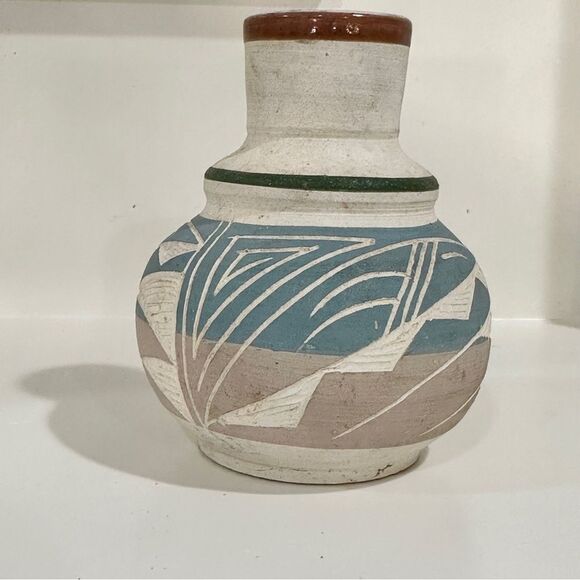 Handcrafted Multicolor Ceramic Vase - Picture 1 of 8